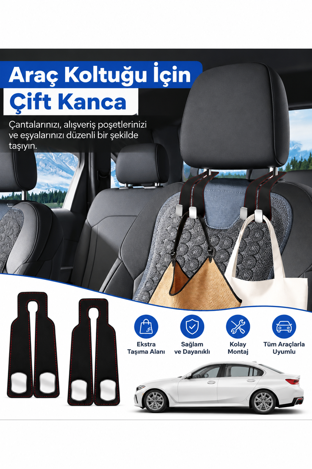 MYREND Deri Araba Koltuk Arkası Kancası